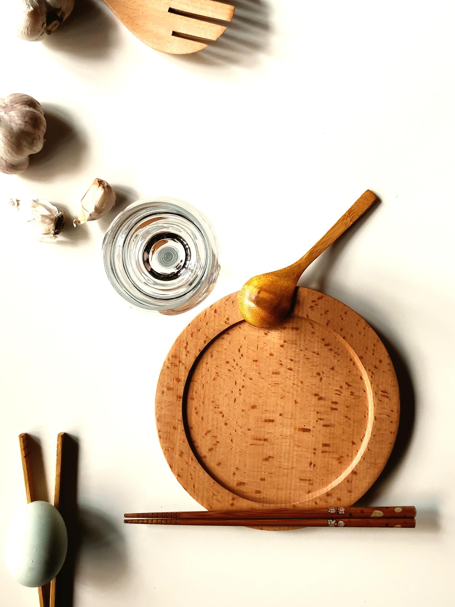 studio counter with plated courses and tools